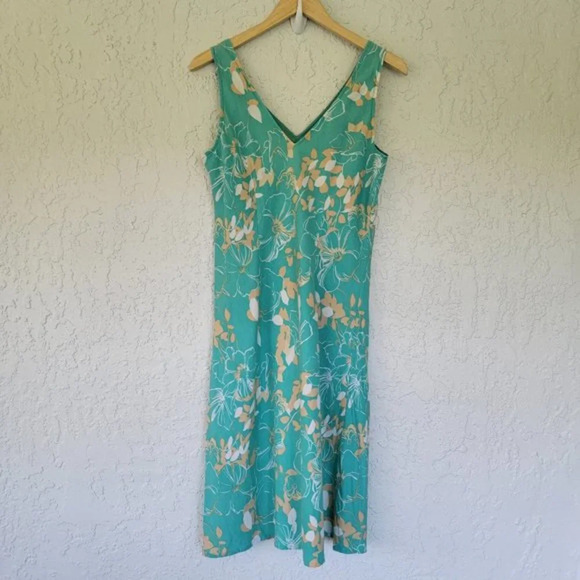 Componix Sleeveless Floral‎ Sundress Turquoise Cream Size 10 - Picture 1 of 9